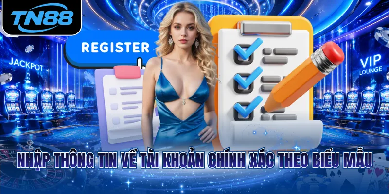 Nhập thông tin về tài khoản chính xác theo biểu mẫu